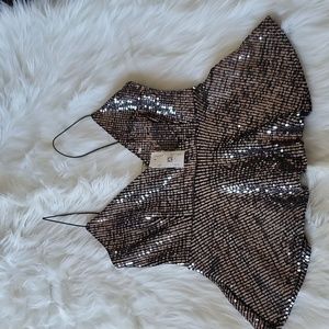 sequins black and silver top